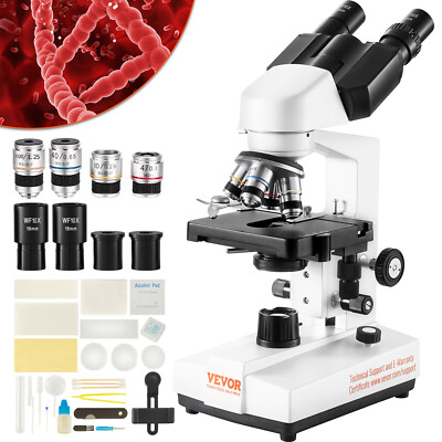 VEVOR Binocular Compound Lab Microscope 40X-2500X w 3D Mechanical Stage 2-Layer