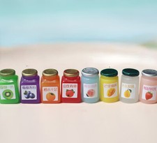 8PC Dollhouse Miniature Jams Bottles 1:12 Scale Kitchen Food Resin Accessories