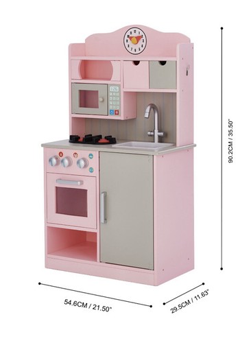 Teamson Kids Little Chef Florence Classic Kids Pretend Play Kitchen Pink & Gray - Picture 8 of 8