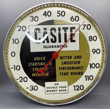 1940s-50s Casite Motor Additive Crescent Hand 12" Advertising Thermometer