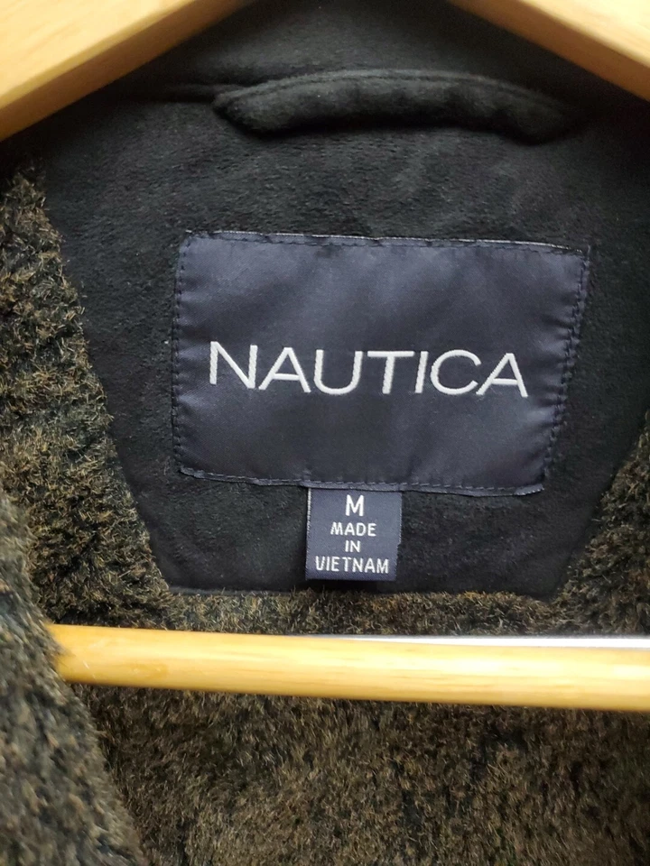 Chaqueta Nautica Vintage Negra Para Hombre Talla Mediana Esponjosa Forrada Cremallera Frontal Foto 3 de 4