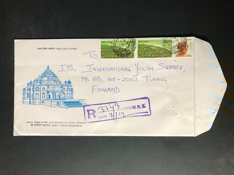 India Registered Cover to Finland City Cancel 1980s-1990s Cover #1975