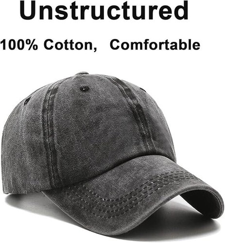 1PCS Black Unisex Cotton Plain Baseball Cap Adjustable One Size Hats For Daily - Picture 2 of 6