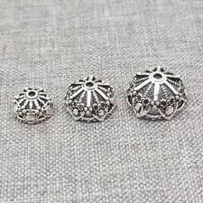 925 Sterling Silver Oxidized Flower Bead Caps Heart Type 8mm 10mm 12mm 14mm 16mm
