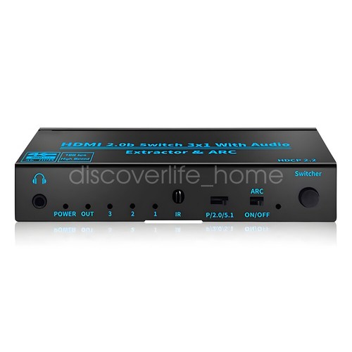 4K 60Hz HDMI 2.0 Audio Extractor 3 IN 1 OUT Switcher Support HDR HDMI ARC Switch - Picture 16 of 16