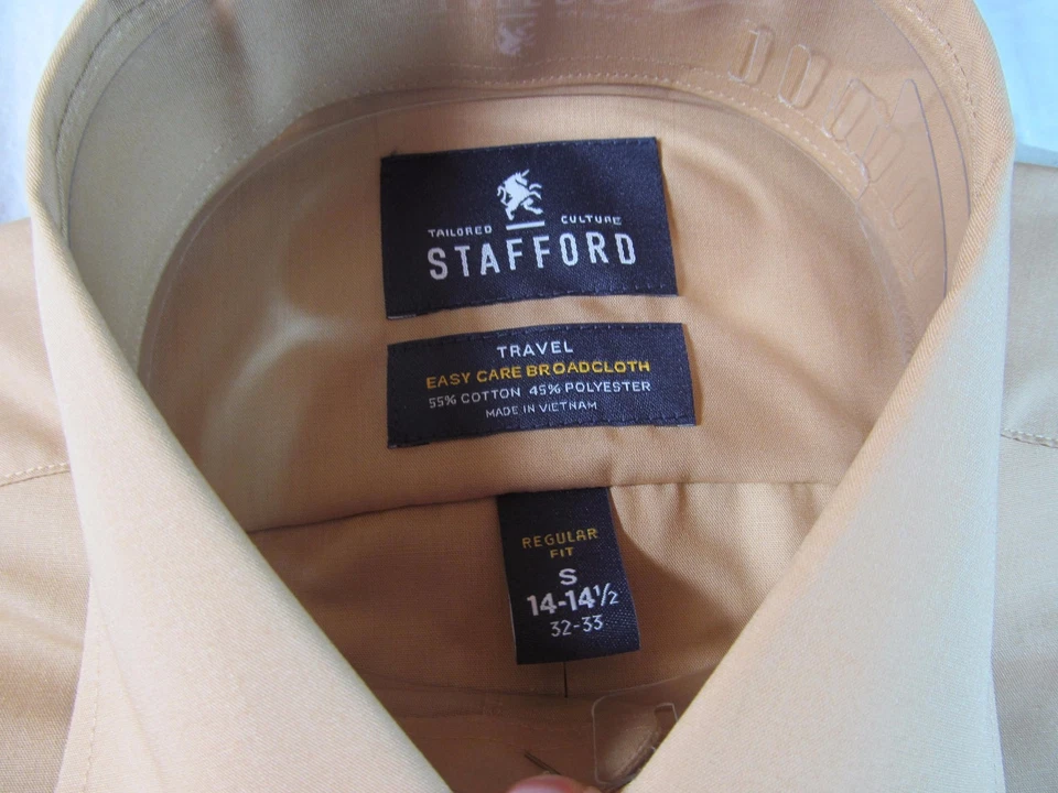 CAMISA DE VESTIR Y CORBATA STAFFORD EASY CARE WIDECLOTH NUEVA CON ETIQUETAS, VARIAS TALLAS, DORADA Foto 4 de 4