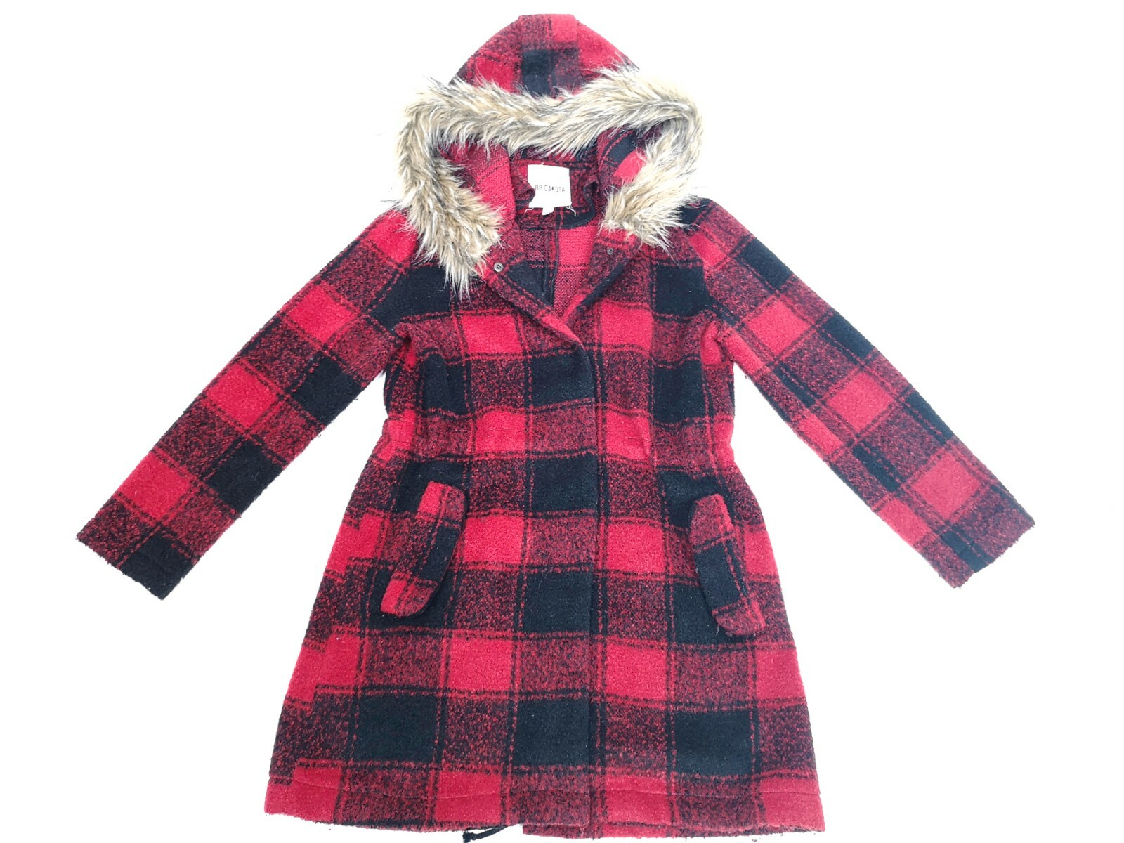BB Dakota Fur-lined Hooded Red Plaid Jacket Small | eBay