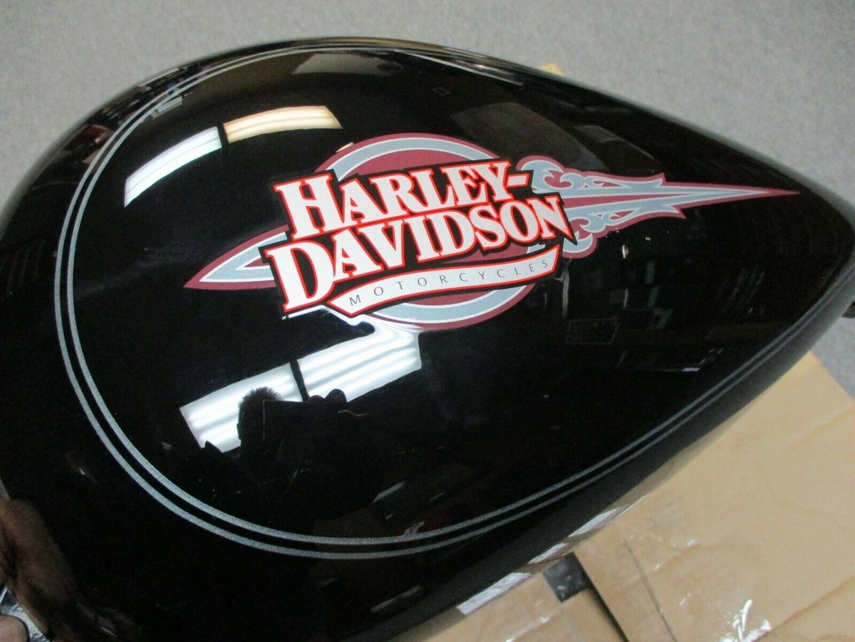 Harley Davidson OEM FLHTC Fuel Tank Vivid Black Silver Stripes