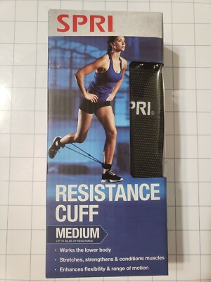 SPRI Resistance Cuff Leg/Ankle Band Medium (Black) w/Exercise Guide Home Workout