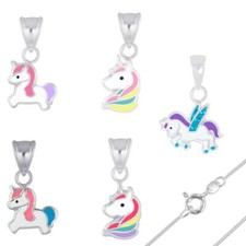 Einhorn Anhänger  Kinder Kette Sterling Silb...