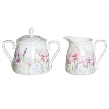 New Iris Sugar and Creamer Set Flower Fine Bone China w Gift Box
