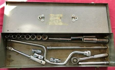 Multi-Brands 3/8" Dr Socket Set w/ Ratchet & Speeder Wrench - Metal Box Included