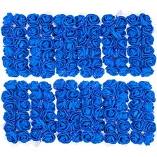 Artificial Rose Flower Heads Bright Blue Mini Faux Flowers 0.8 Inch-1 Inch fo...