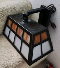 Craftsman Mission Hanging Wall Light Sconce Iridescent Stained Glass Lamp