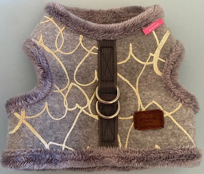 dog harness vest Pinkaholic NY fuzzy and warm grey sz  L  for small dog, so nice