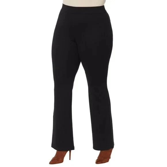 NWT IMAN Global Chic 360 Slim Ponte Boot-Cut Pants BLACK Plus Size New 5X P NEW - Image 3 of 4