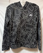 Adidas Boy's Logo Hoodie w/ Kangaroo Pouch Size Large 14/16 Black White