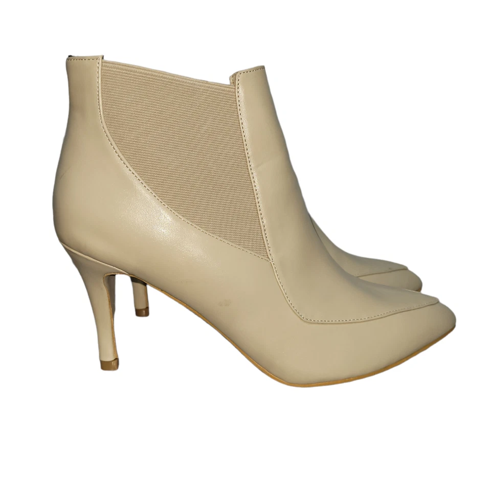 Allegra K High Heel Bootie 9.5 Women Leather Pull On Minimal Stiletto Point Toe - Image 3 of 4