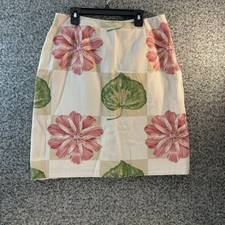J. Mclauglin Floral Pencil Straight Skirt 12 USA Made Side Zip Lined Preppy