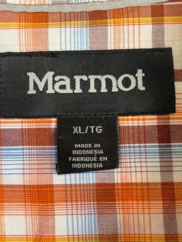 Marmot Men’s Shirt Size XL Orange Plaid Short Sleeve Pockets Hiking Outdoor - Bild 3 von 10