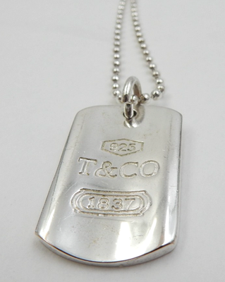 GENUINE TIFFANY & CO. STERLING SILVER 1837 DOG TAG PENDANT