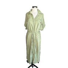 FAITHFULL THE BRAND Green Gigi Utility Belted Shirt Dress Women's Size 4