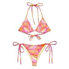 Floral Tie Dye String Bikini Set Hawaii Swimwear Beach