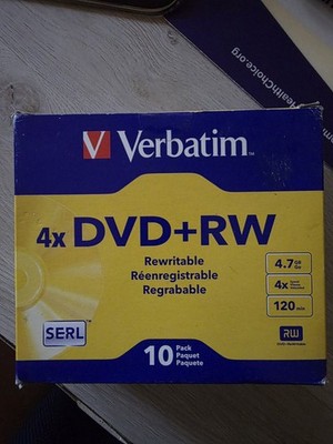 10 Verbatim 4.7gb Rewritable Disc DVD+RW 4x Speed Disk With Slim Jewel Case