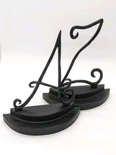 Vintage Letters A and Z Bookends Black Metal 7.5"H Library Bookshelf Decor 