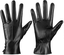 Guantes invierno cuero mujer, c lidos, t ctiles, forro cashmere.