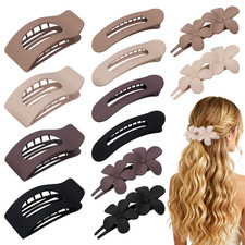 12 Pack Matte Neutral Flat Hair Clips - Styli...