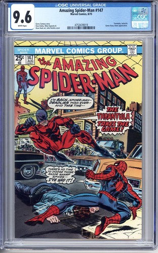 AMAZING SPIDER-MAN #147 CGC 9.6 WHITE PAGES TARANTULA JACKAL GWEN CLONE 1975