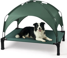 Elevated Dog Bed with Removable Canopy, Portable Dog Cot with Sun Protection