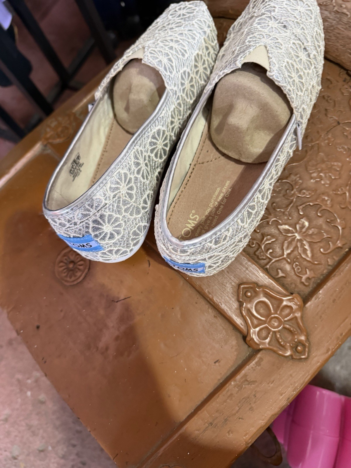 Zapato Top Nuevo Talla 6 En Buen Estado, Blanco y Plateado