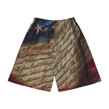 American Flag Declaration Script Hawaiian Shorts Patriotic Beach