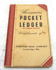 1947 - 1948 JOHN DEERE POCKET LEDGER BROCHURE SIMONSEN BROS. CO. CAMBRIDGE WI