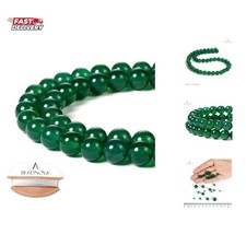 8mm Natural Green Agate Gemstone Round Loose Beads for Jewelry Making 45-48pcs