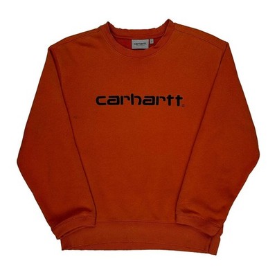 Carhartt Spellout Sweatshirt - Small Orange Cotton