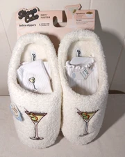 Dirty Martini Slippers 2 Pair Socks White Moon Cake Women's 9-10 L NEW Ivory