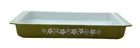 Vintage Pyrex Spring Blossom Green Lasagna Pan Baking Dish #933 “Crazy Daisy”