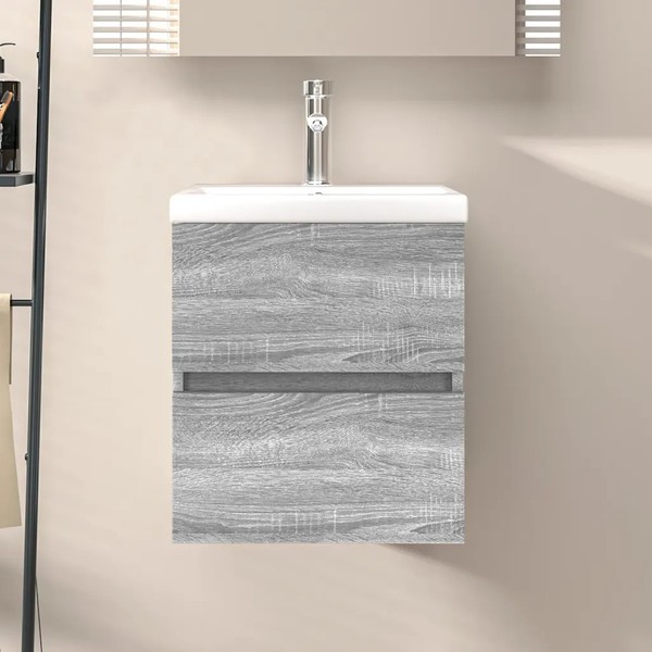 Waschbeckenunterschrank Sonoma Grau 41X38,5X45 Cm Holzwerkstoff-image