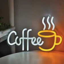 Coffee Bar Sign Wall Decor,LED Coffee Neon Light up Signs for Coffee Station ...