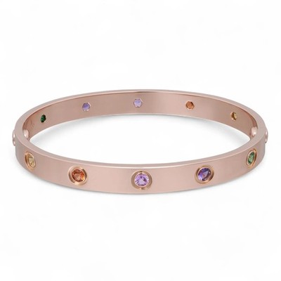 Cartier Sapphire Garnet Amethyst Love Bracelet 18K Rose Gold Size