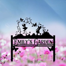 Fairy Garden Sign Custom,Personalized Garden Sign,Fairy Metal Garden Stake Decor