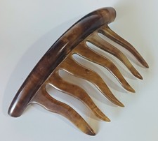 Vintage Tortoiseshell Curved Hair Comb 5" w/ 6 Wide Wavy Teeth - Celluloid