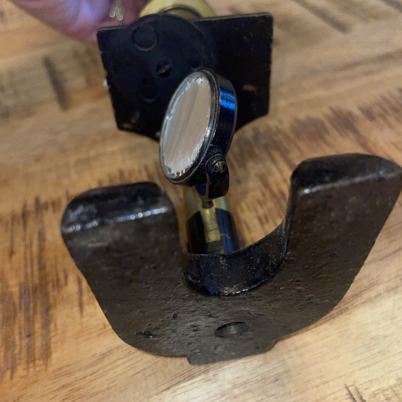 Antique Brass Microscope With Wooden Case & Slides READ