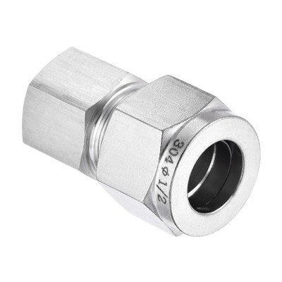 Compression Tube Fitting 1/4NPT Female Thread x 1/2'' Tube OD 304 Stainless Steel