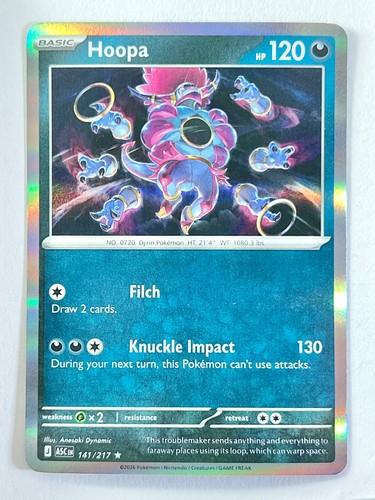 Hoopa 141/217 Holo Rare Ascended Heroes -Pokemon TCG - Pack Fresh Near Mint NM