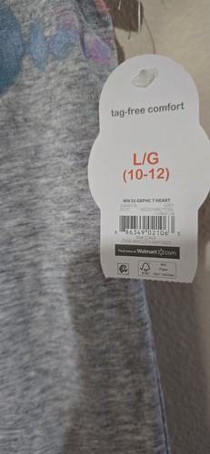 Girls L/G Wonder Nation Short Sleeve Heart T Shirt. New W/ Tags Size 10-12 Top.. - Picture 2 of 6