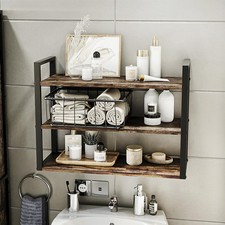 SALE Lane 3 Tier Bathroom Wall Mount Shelving Unit Dark Wood